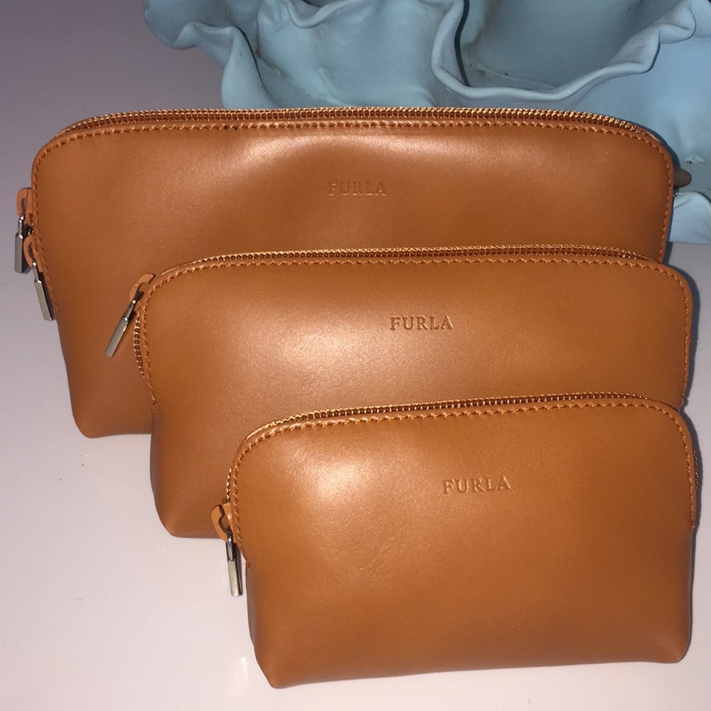 Furla three piece cosmetic bag set